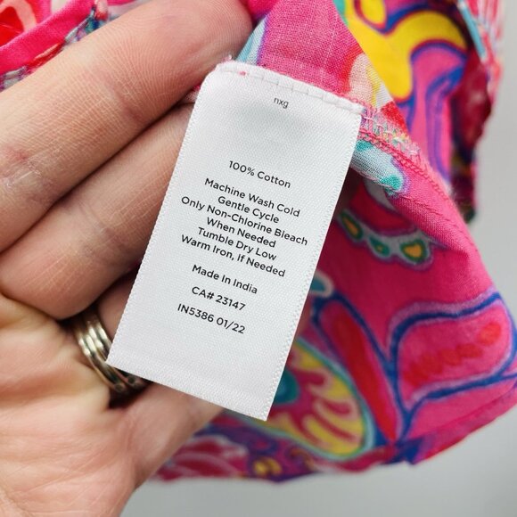 Talbots Womens Petite Size P Paisley Floral Print Button Down Blouse Pink 2343 - Picture 7 of 7